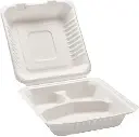 Contenants à bagasse compostable - 3 compartiments