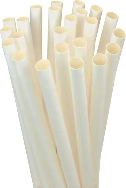 Paille blanche en papier compostable 8''