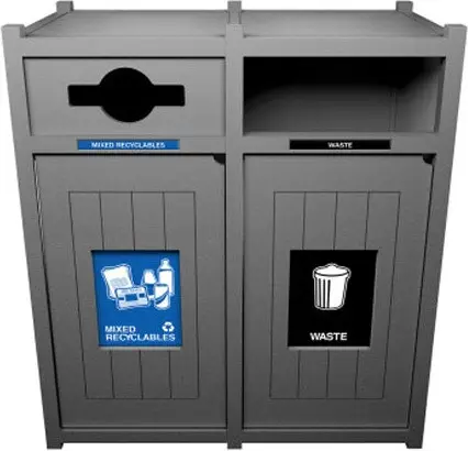 [BU111863000] VISION Station de recyclage mixte grise avec panneau 64 gal