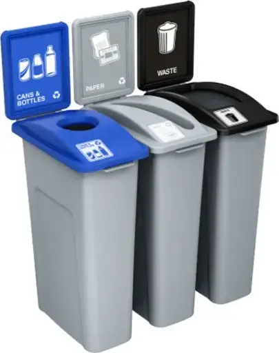 WASTE WATCHER Îlot avec panneaux pour Déchets, canettes et papiers 69 gal