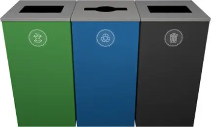 [BU140033000] SPECTRUM Poubelles 3 voies pour déchets, recyclage et compost 72 gal