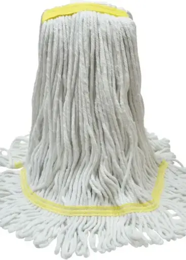 Tête de vadrouille en coton, bande étroite, bouclée, blanche