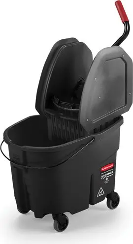 [RB186389800] Combo seau essoreuse à pression descendante noir WaveBrake, 8,75 gal