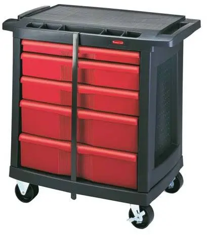 [RB773488NOI] Chariot de travail à tiroirs avec barre de verrouillage Rubbermaid 7734-88