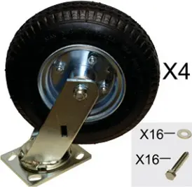 [PR4436M1000] Roulettes pneumatiques pivotantes et fixes 8" Rubbermaid 4436M1