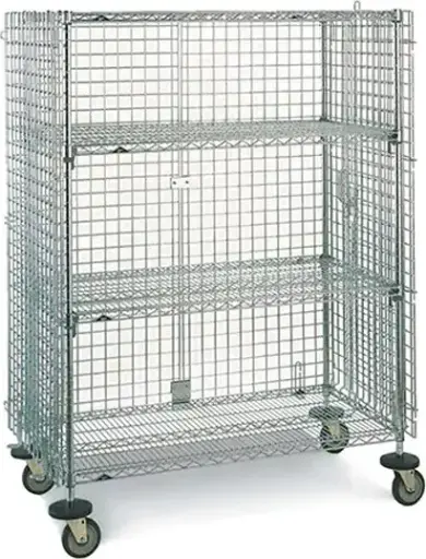 [TQ0RL390000] Chariots en treillis métallique, Chromé, verrouillable