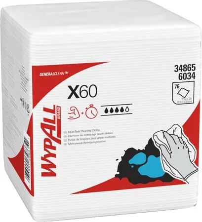 Wypall X60 Chiffons de nettoyage plié en quatre blancs