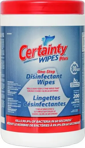 CERTAINTY PLUS Lingettes désinfectantes sèches avec seau