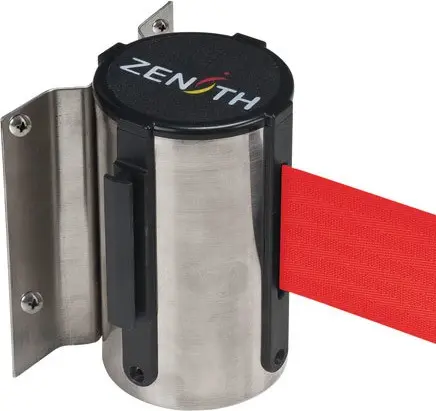 Barrière à fixation murale en acier inoxydable avec ruban de 12'