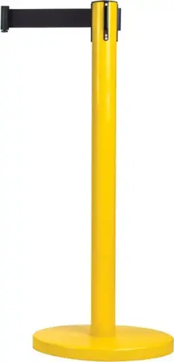 Barrière jaune sur pied pour le contrôle des foules