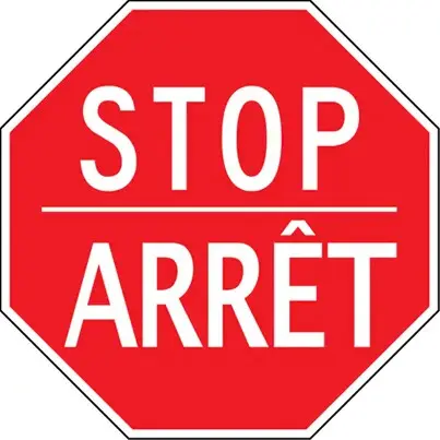 Enseigne "Arrêt / Stop" bilingue