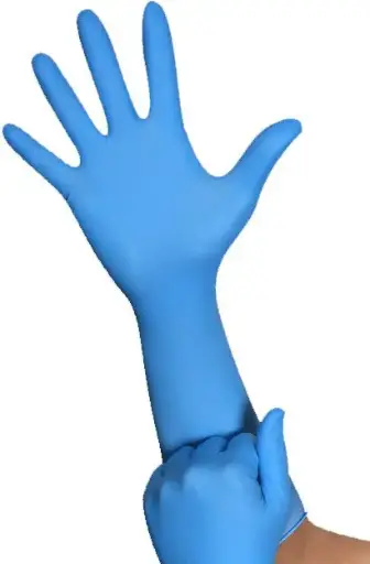 Gants en nitrile bleu 8 mils avec manche long et sans poudre 50 gants / boîte