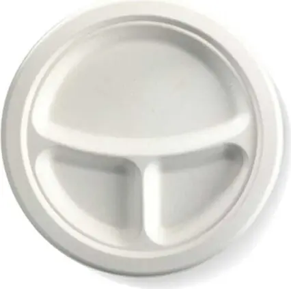 Assiette ronde compostable à 3 compartiments