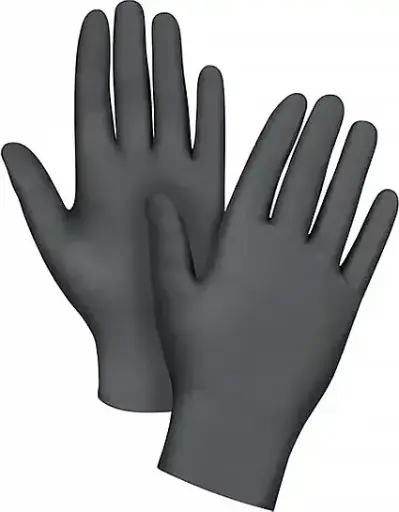 Gants en nitrile noir 5 mils sans poudre, résistant à la perforation